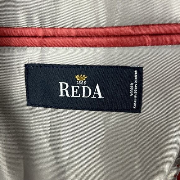 Peerless TailoRED Sport Coat 42L Gray White Plaid Unstructured Reda Wool - Picture 8 of 10